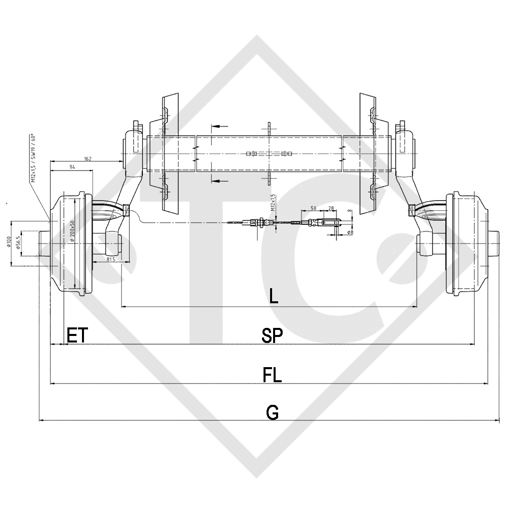 Eje con freno SWING 1350kg tipo de eje CB 1354, 46.25.379.184