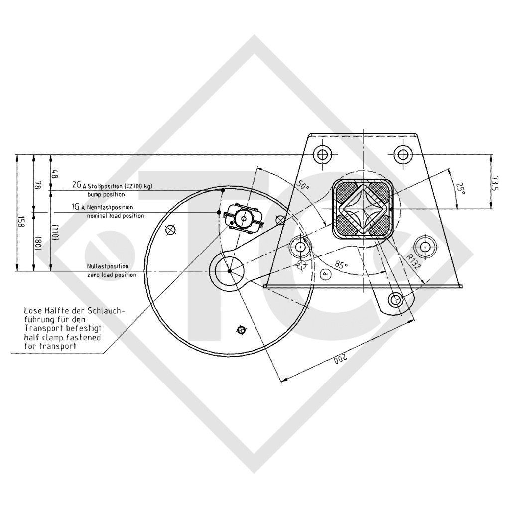 Essieu SWING 1350kg freiné type d'essieu CB 1354, 46.25.379.184