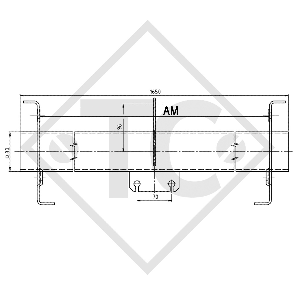 Essieu SWING 1350kg freiné type d'essieu CB 1354, 46.25.379.184