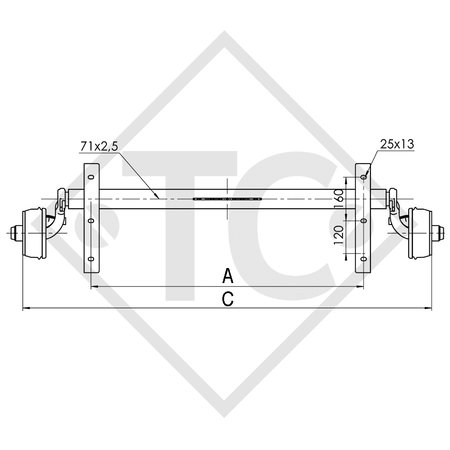 Achse gebremst 750kg BASIC Achstyp B 700-5