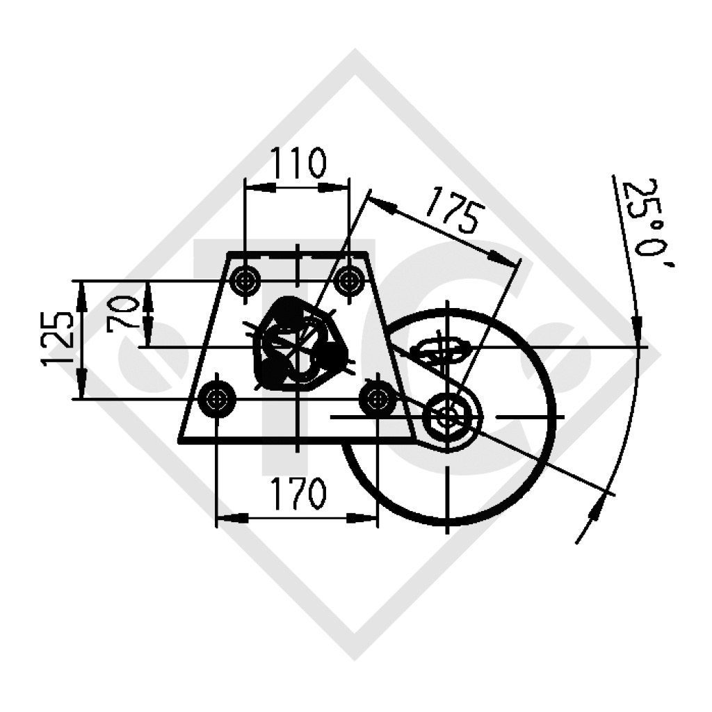 Essieu EURO PLUS 1300kg freiné type d'essieu B 1200-5