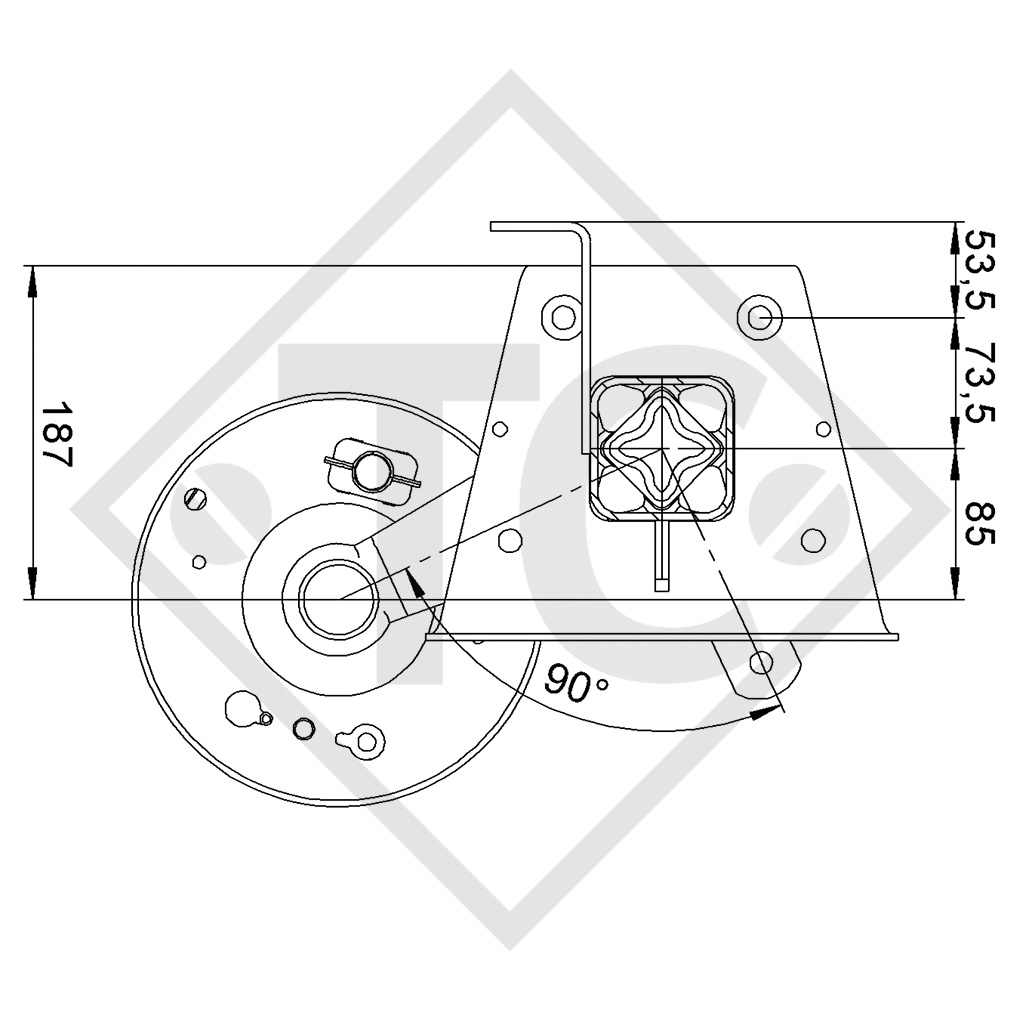 Braked axle 1050kg SWING axle type CB 1054, 46.21.379.889