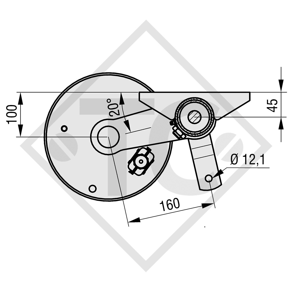 Braked axle 1050kg RONDO axle type DB 1055, 45.21.379.530