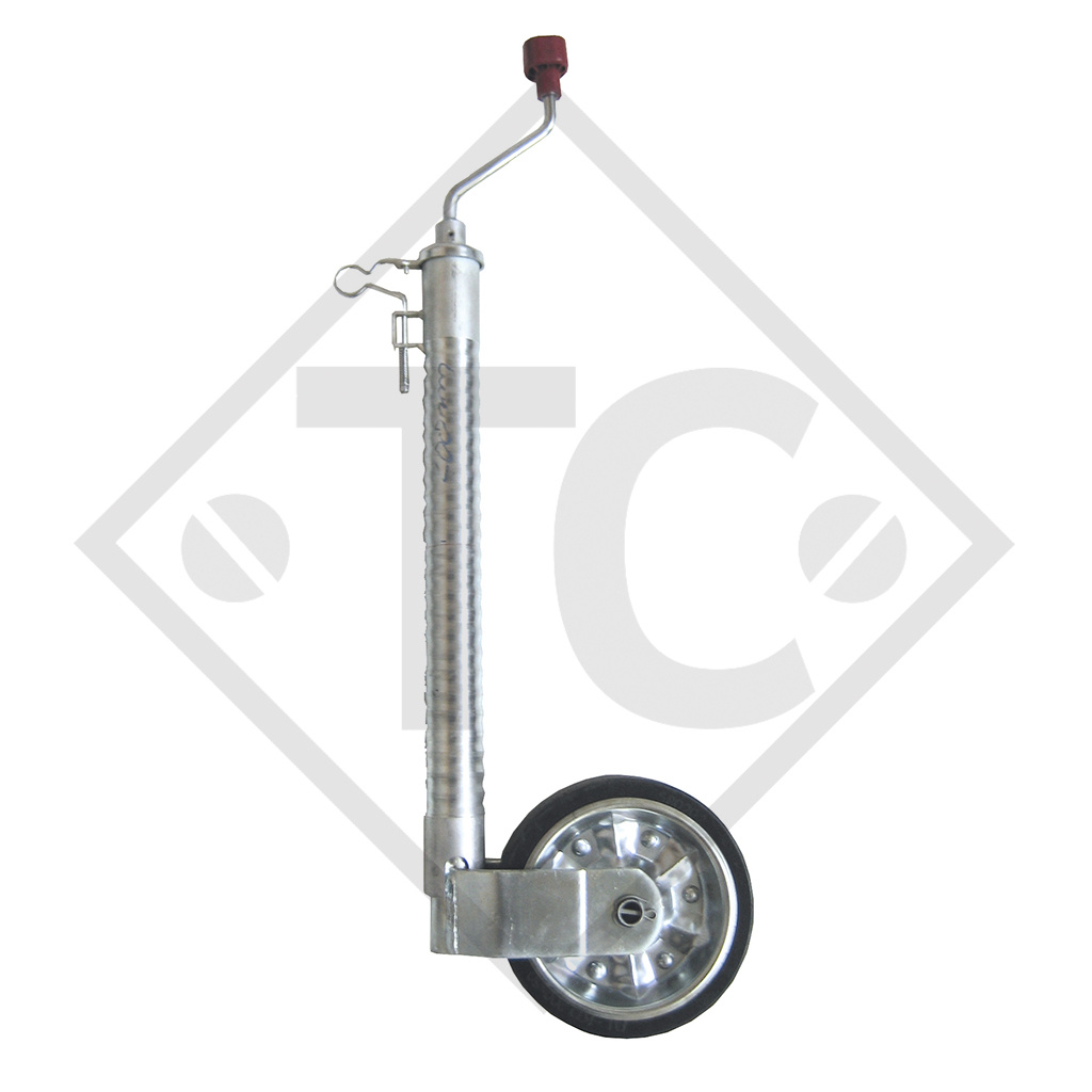 Rueda jockey ø48mm redondo con seguro anti resbalamiento, 1223614, para caravanas, remolques y semirremolques