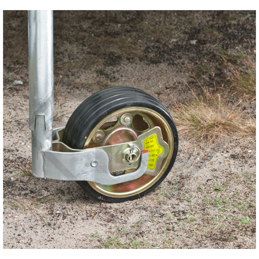 Roue jockey ø48mm rond Premium, avec témoin de charge d’appui, 1221695, pour caravanes, remorques-auto, machines pour l'industrie du bâtiment