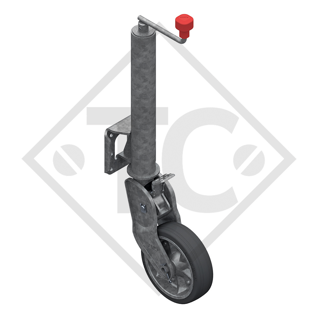 Rueda jockey ø60mm redondo con horquilla semiautomática, 242061, para caravanas, remolques y semirremolques