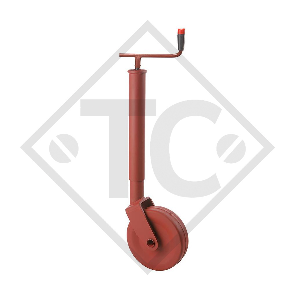 Roue jockey ø70mm rond, sabot fixe, manivelle supérieure, type FO 270, pour machines et remorques agricoles, machines pour l'industrie du bâtiment, équipements pour l’entretien routier et l’enneigement