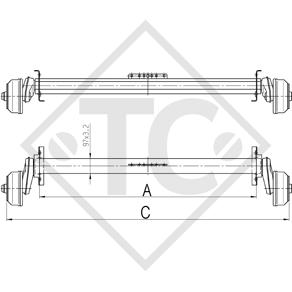 Eje con freno 1300kg EURO COMPACT tipo de eje B 1200-5