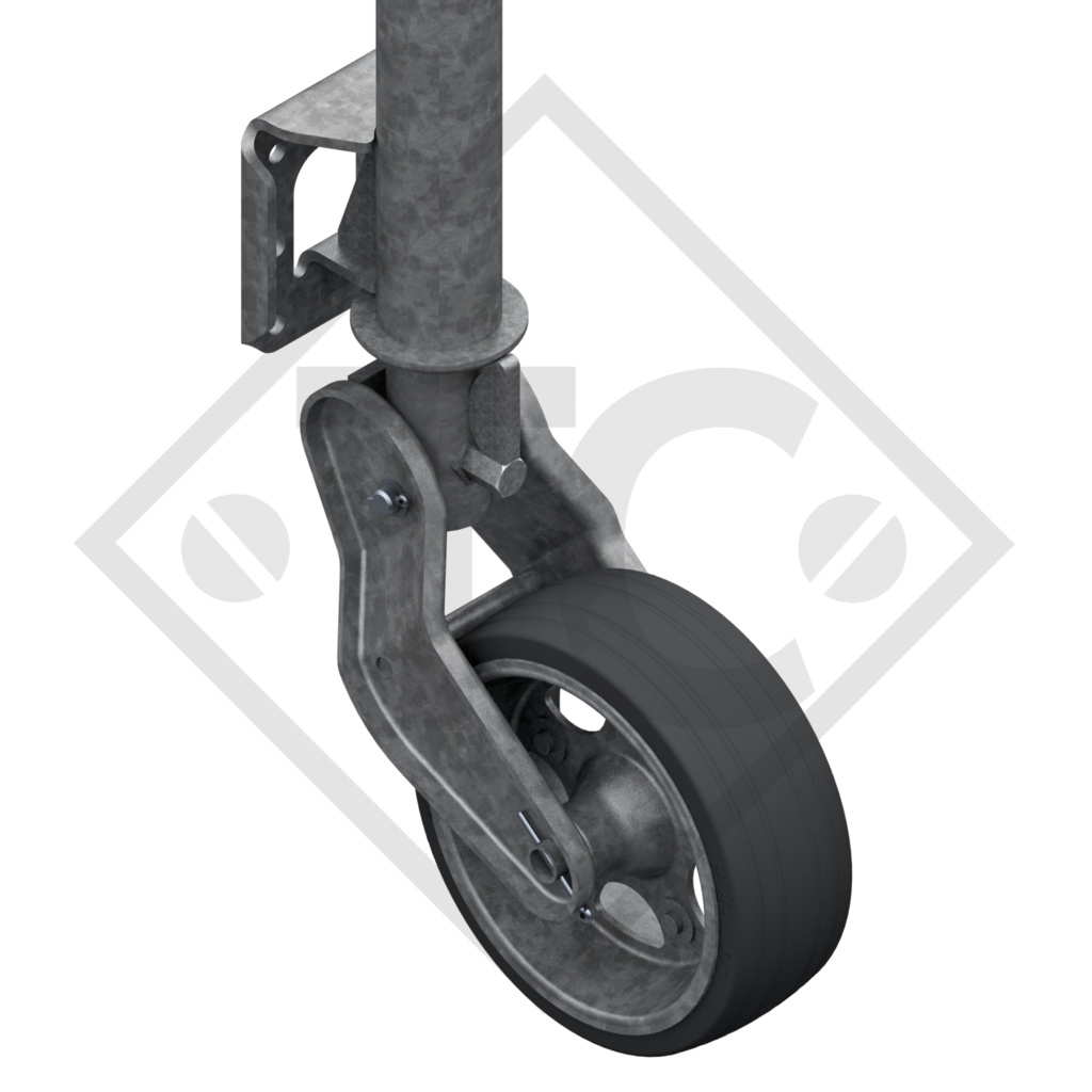 Jockey wheel ø60mm round fully automatic with flong, extended, 1223638, for caravans, car trailers, machines for building industry