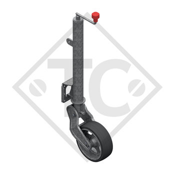 Jockey wheel ø60mm round fully automatic with flong, extended, 1223638
