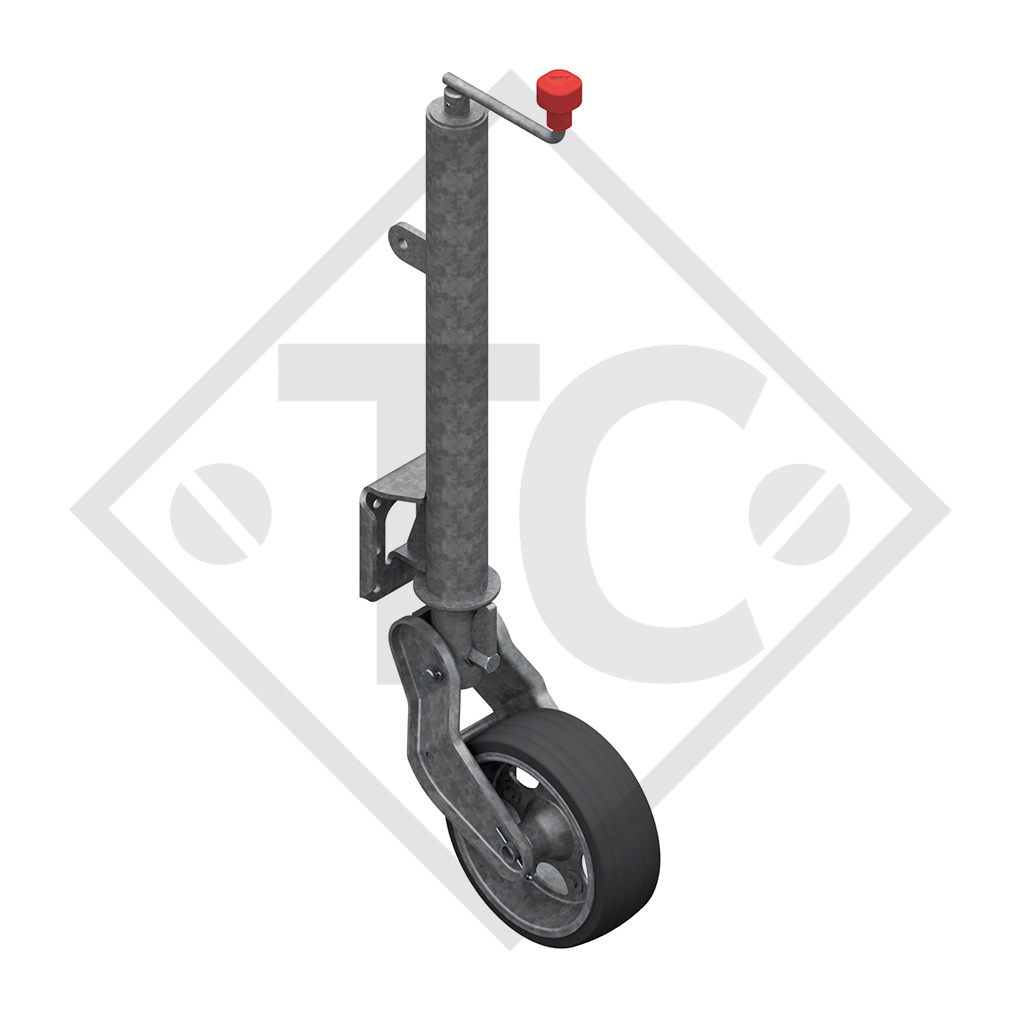 Rueda jockey ø60mm redondo automática con soporte más larga, 1223638, para caravanas, remolques y semirremolques