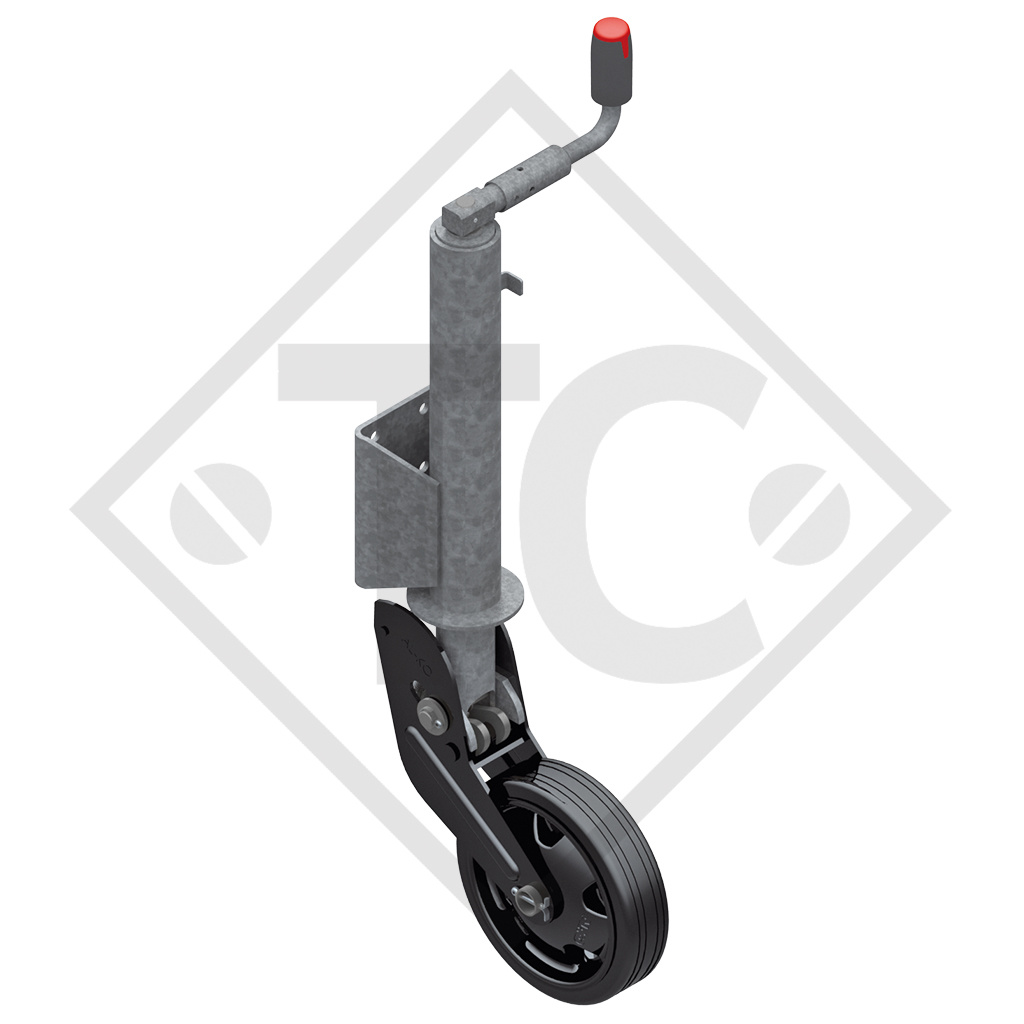 Jockey wheel ø73mm round with support shoe fully automatic, crank, 1366155, for caravans, car trailers, machines for building industry