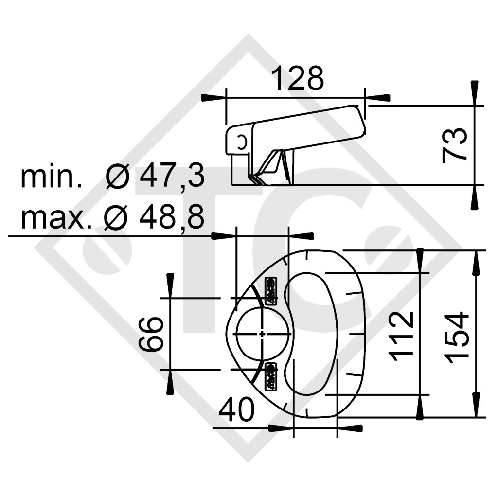 Manoeuvring handle for jockey wheels ø48mm, 20 units