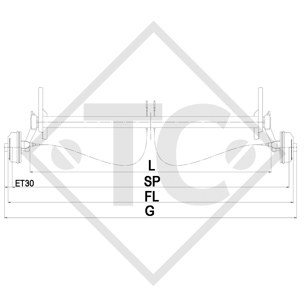 Assale frenato 1350kg SWING tipo di assale CB 1355, 46.24.379.501