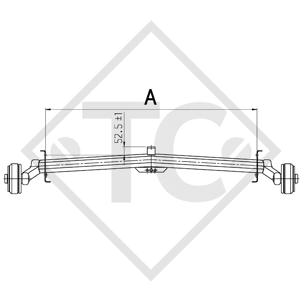 Braked axle 900kg EURO1 axle type DELTA SI 850-5, Dethleffs