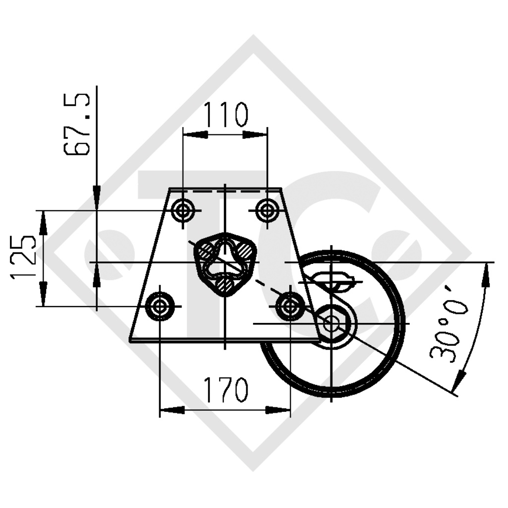 Braked axle 900kg EURO1 axle type DELTA SI 850-5, Dethleffs