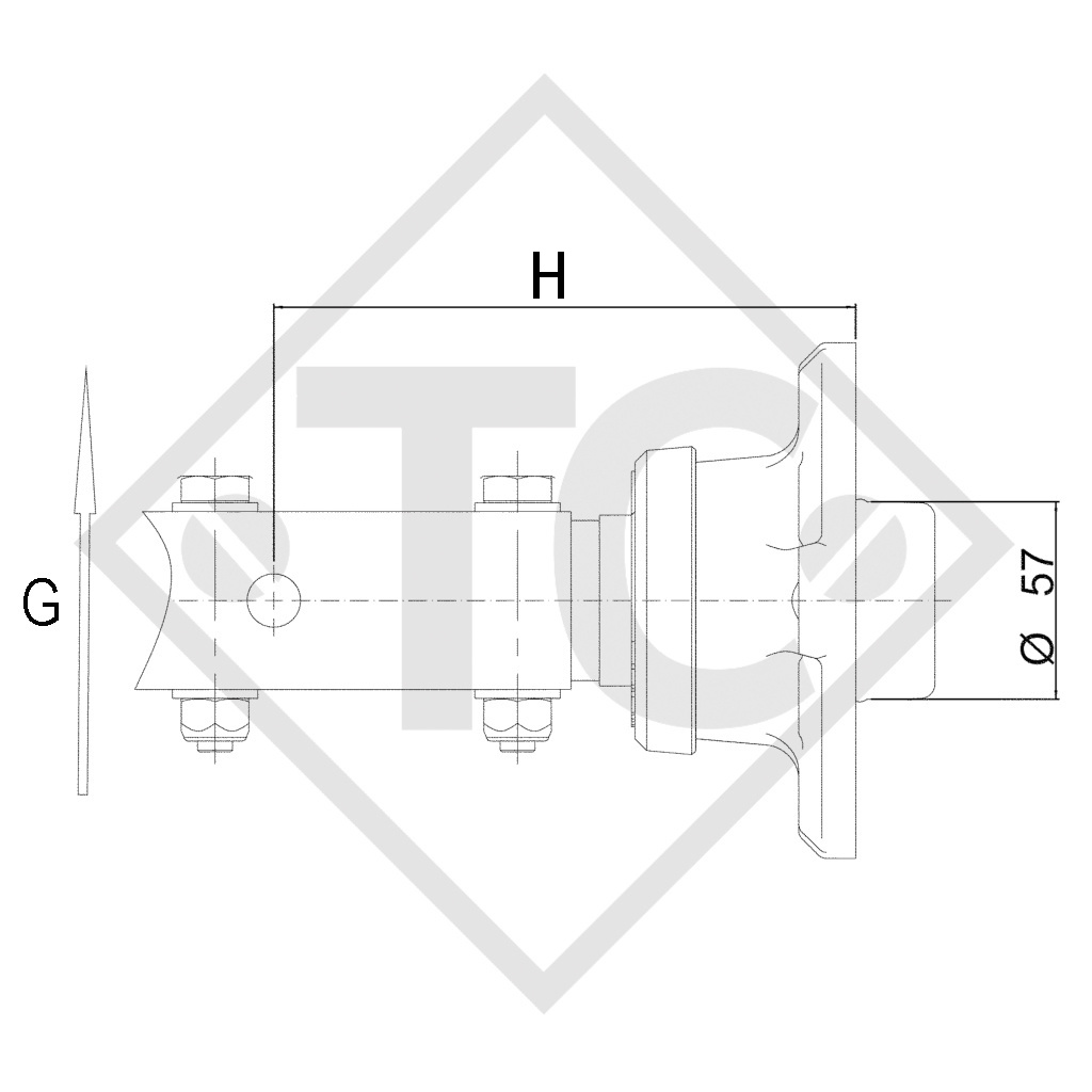 Essieu PLUS droit non freiné 750kg type d'essieu LS 750