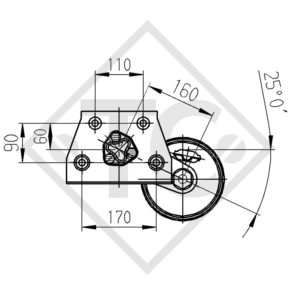 Braked axle 900kg EURO Plus axle type B 850-5, KNAUS