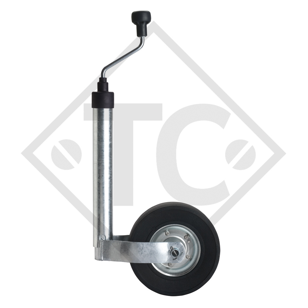 Roue jockey ø48mm rond, type ST 48-CE-255 SB, pour caravanes, remorques-auto, machines pour l'industrie du bâtiment