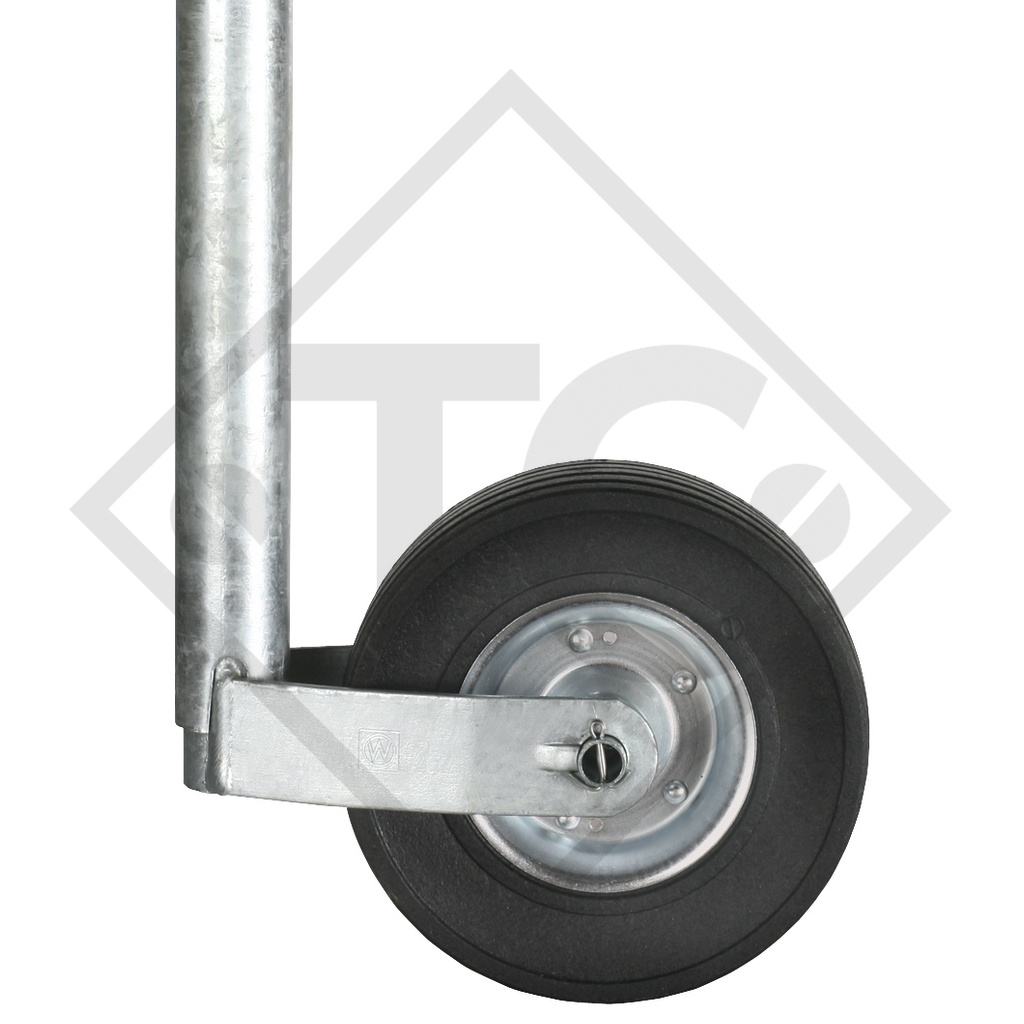 Jockey wheel ø48mm round, type ST 48-CW-255 SB, with integrated wheel load indicator, for caravans, car trailers, machines for building industry