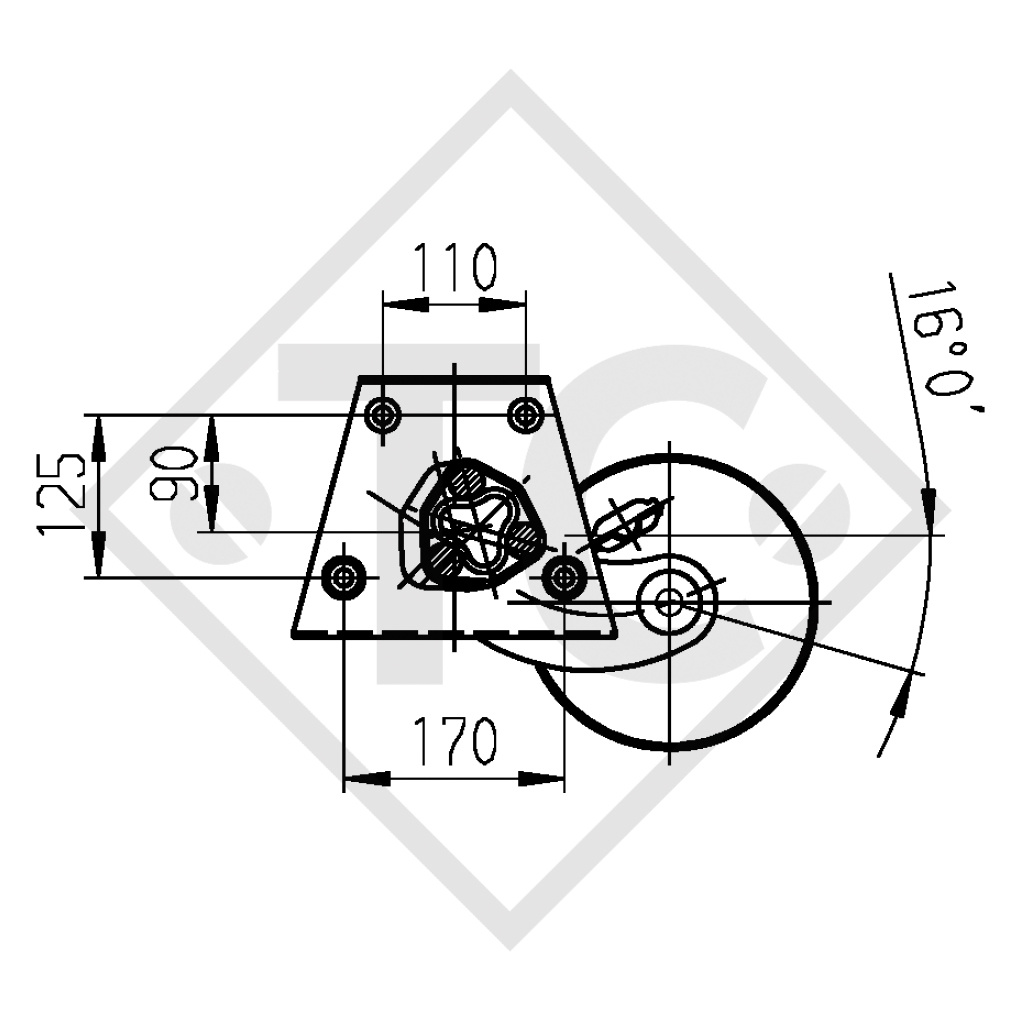 Achse gebremst 1360kg EURO Compact Achstyp DELTA SIN 12-3