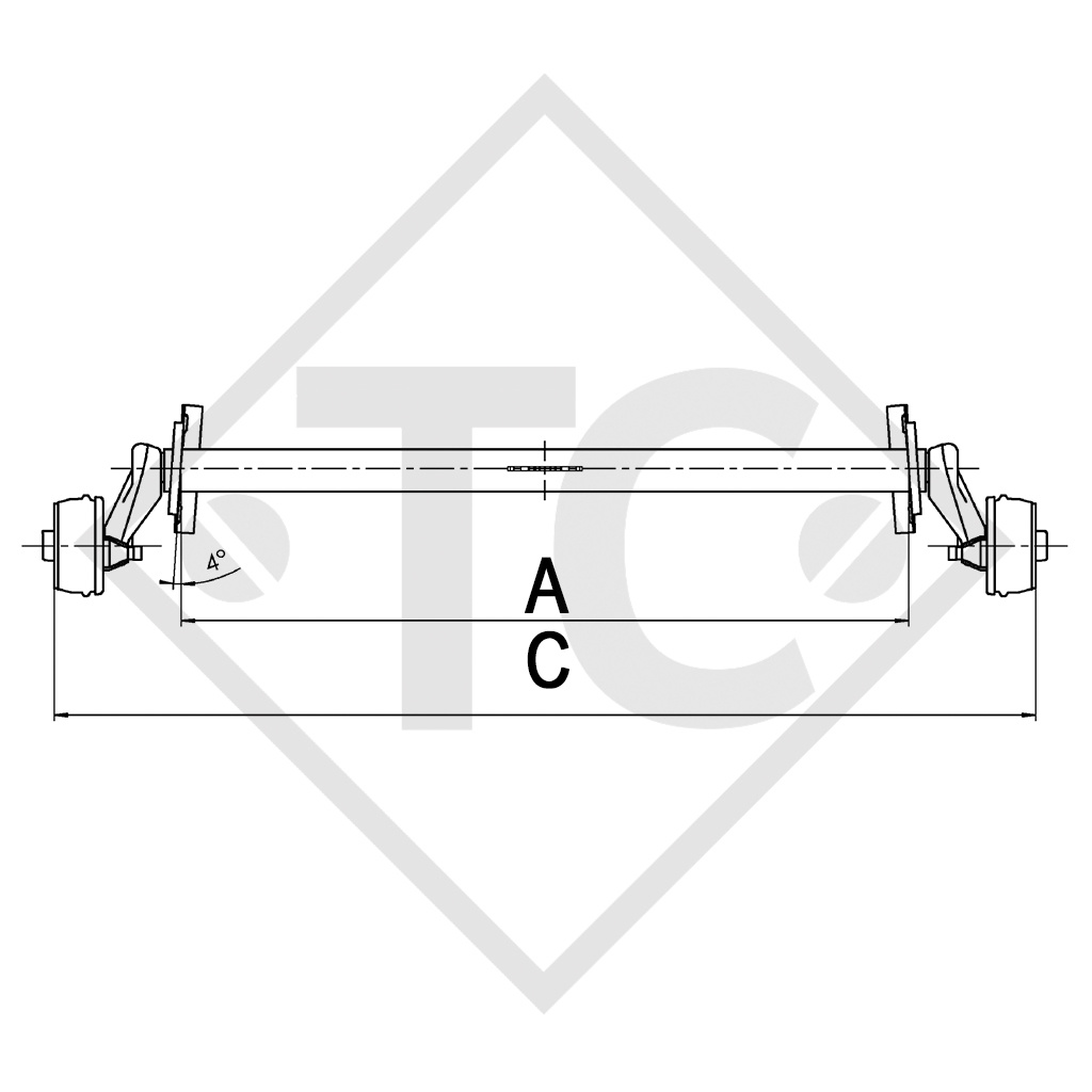 Essieu EURO1 900kg freiné type d'essieu B 850-5 BÜRSTNER Club 355 N, 3701 et 3907 (390TK)