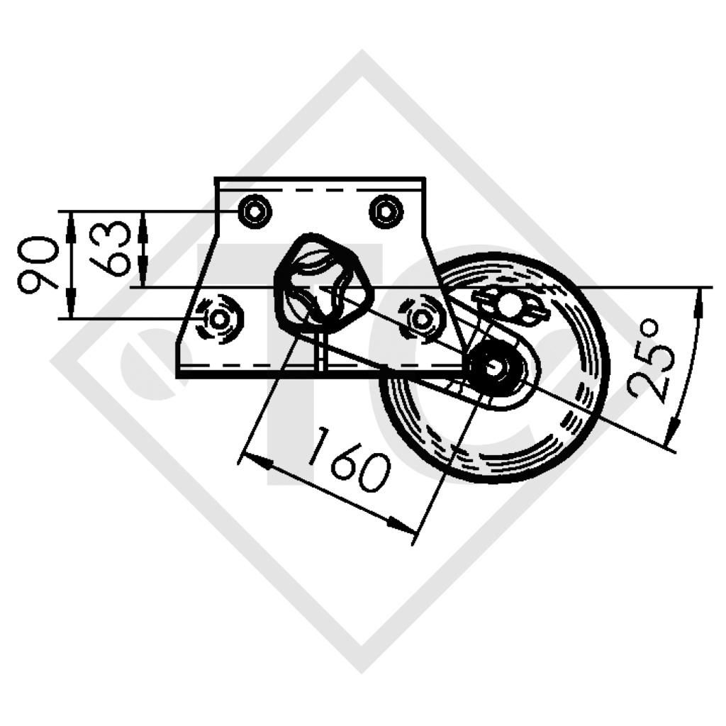 Essieu EURO1 900kg freiné type d'essieu B 850-5 BÜRSTNER Club 355 N, 3701 et 3907 (390TK)