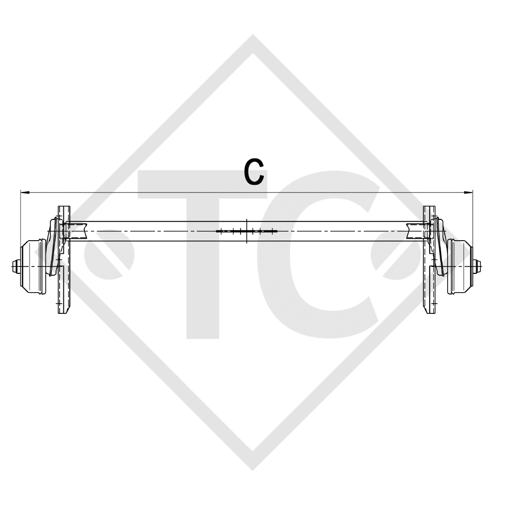 Essieu EURO Compact 1000kg freiné type d'essieu B 850-10, Humbaur