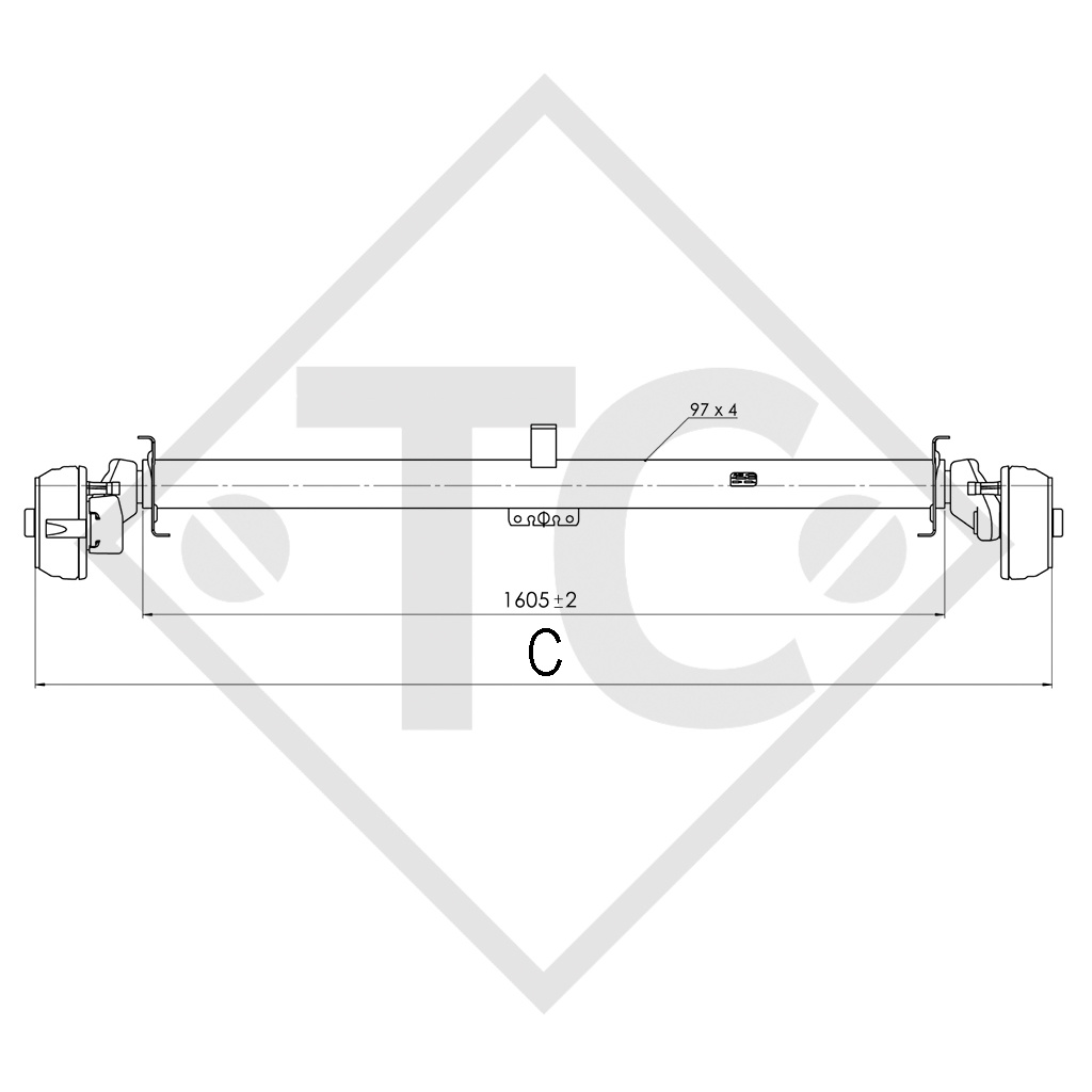 Achse gebremst 1500kg EURO1 Achstyp B 1600-3