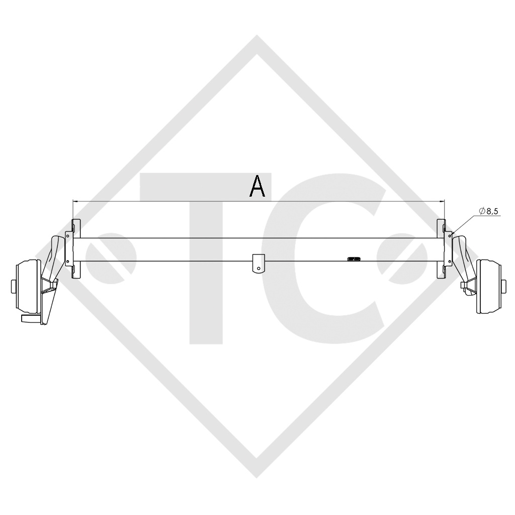 Braked axle 1500kg EURO1 axle type B 1600-3
