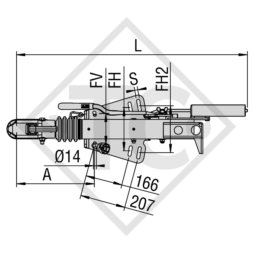 Commande de freinage avec semelle en V type ZAF 3.5-3, 2500 à 3500kg, 48.51.581.006