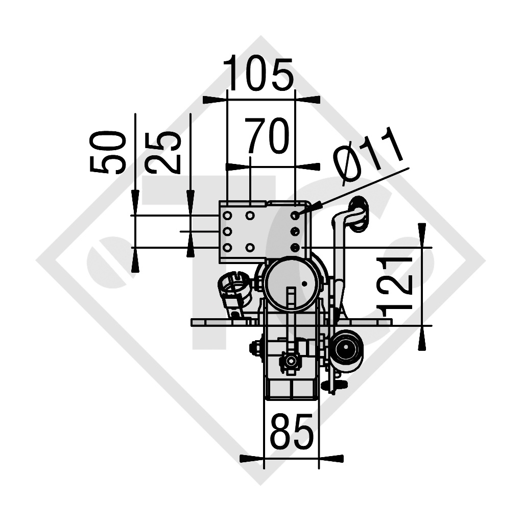 Enganche de inercia en V tipo ZAF 3.5-3, 2500 a 3500kg, 48.51.581.006