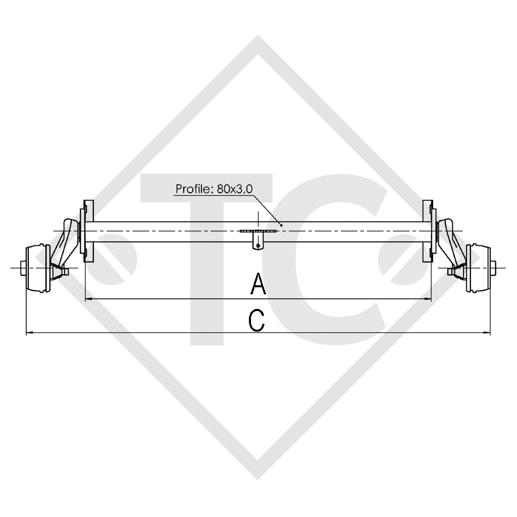 Achse gebremst 900kg EURO1 Achstyp B 850-5 STERCKEMAN Newstar 390T - SIR Caravelair 375