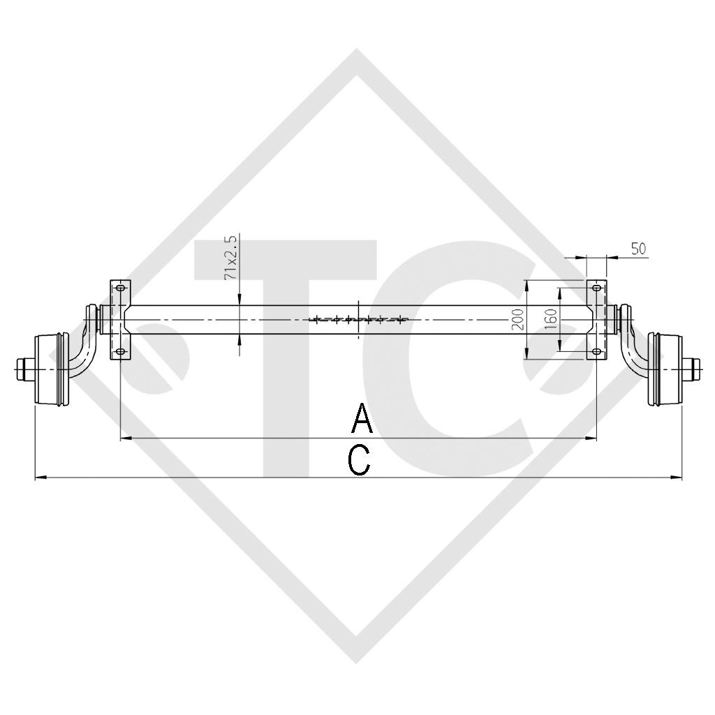 Achse gebremst 750kg BASIC Achstyp B 700-5, PONGRATZ