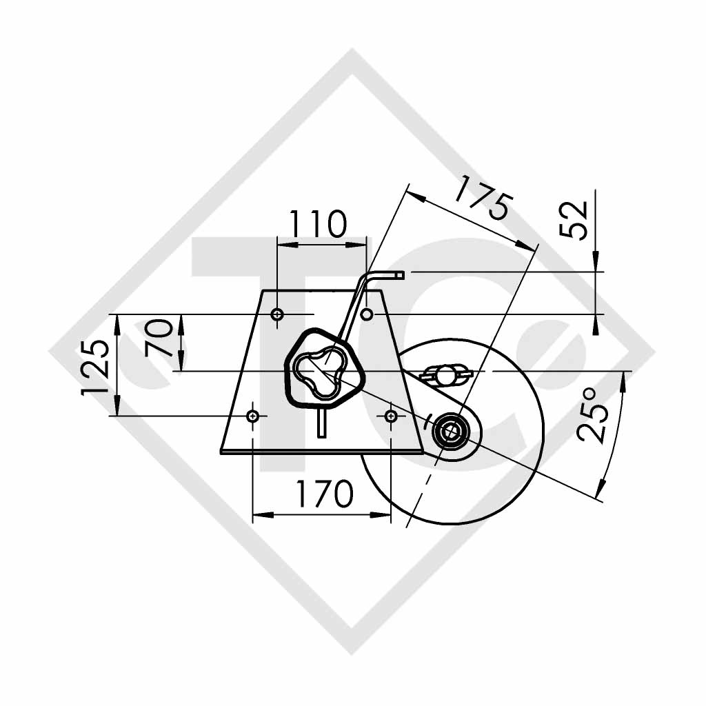 Essieu EURO1 1300kg freiné type d'essieu B 1200-5, COMPASS Pentrara 510/4