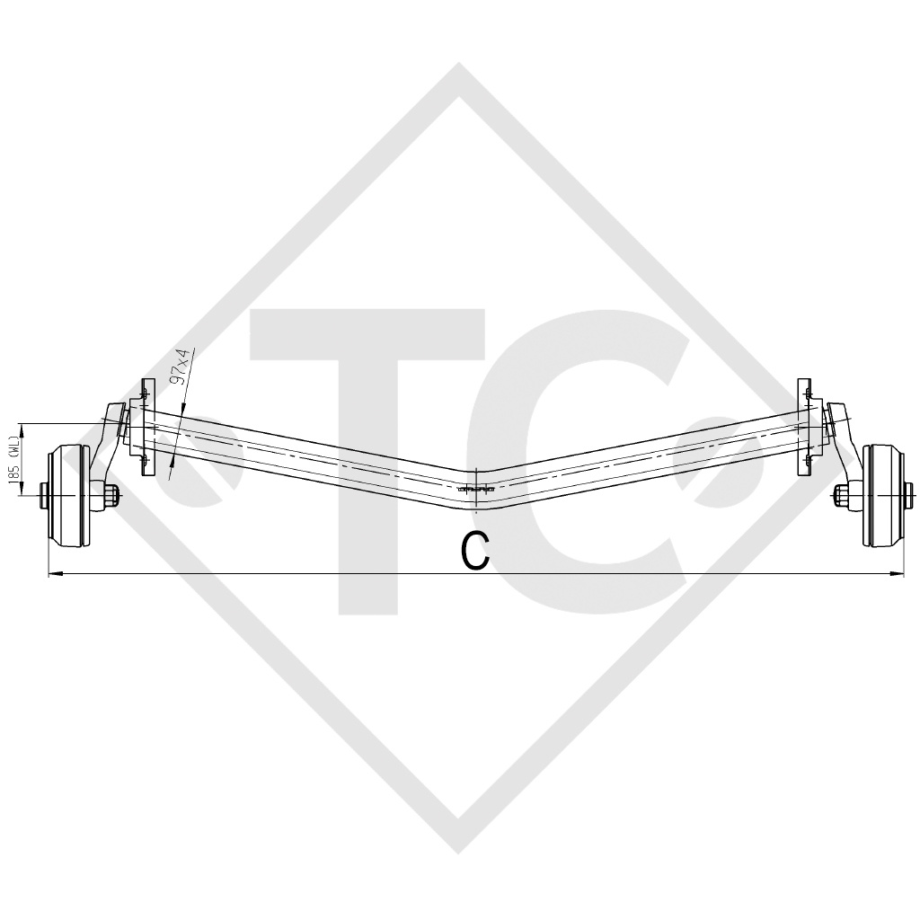 Braked axle 1700kg EURO Plus axle type DELTA SIN 14-3 Adria 663 UK Classica