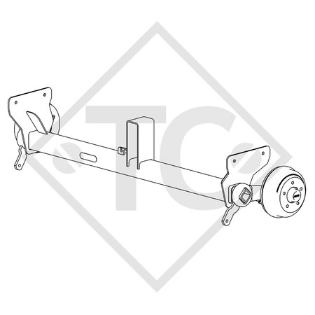 Braked axle SWING 1350kg axle type CB 1355, 46.25.379.449 HUMBAUR