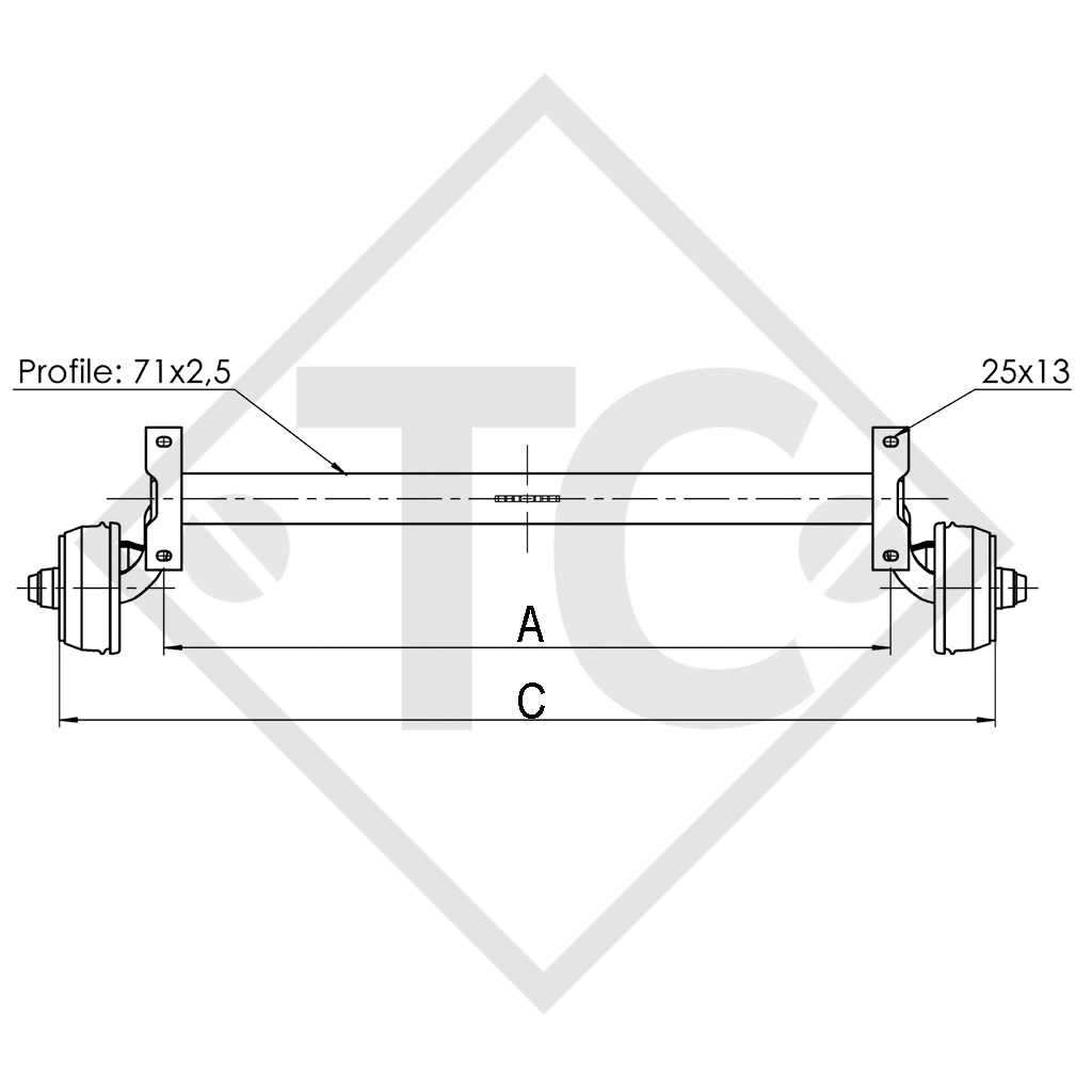 Braked axle 750kg BASIC axle type B 700-5