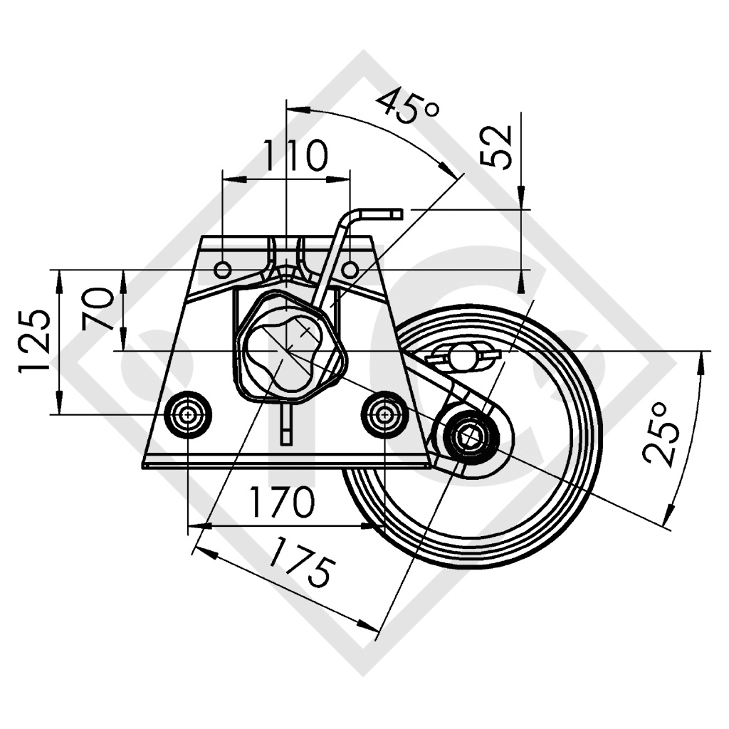 Essieu EURO1 1300kg freiné type d'essieu B 1200-5