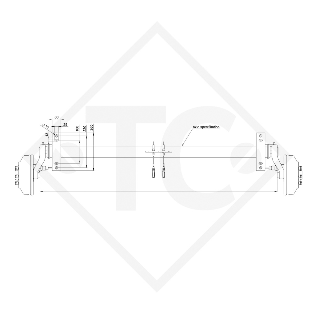 Achse gebremst SWING 1800kg Achstyp CB 1805, 46.32.368.624, 4013847