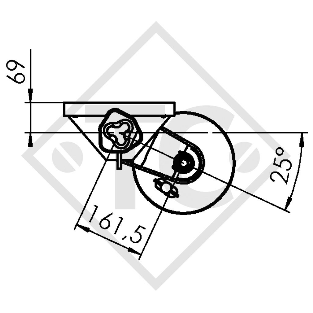 Eje con freno 1300kg EURO COMPACT tipo de eje B 1200-5 - RSA - SATELLITE MX111