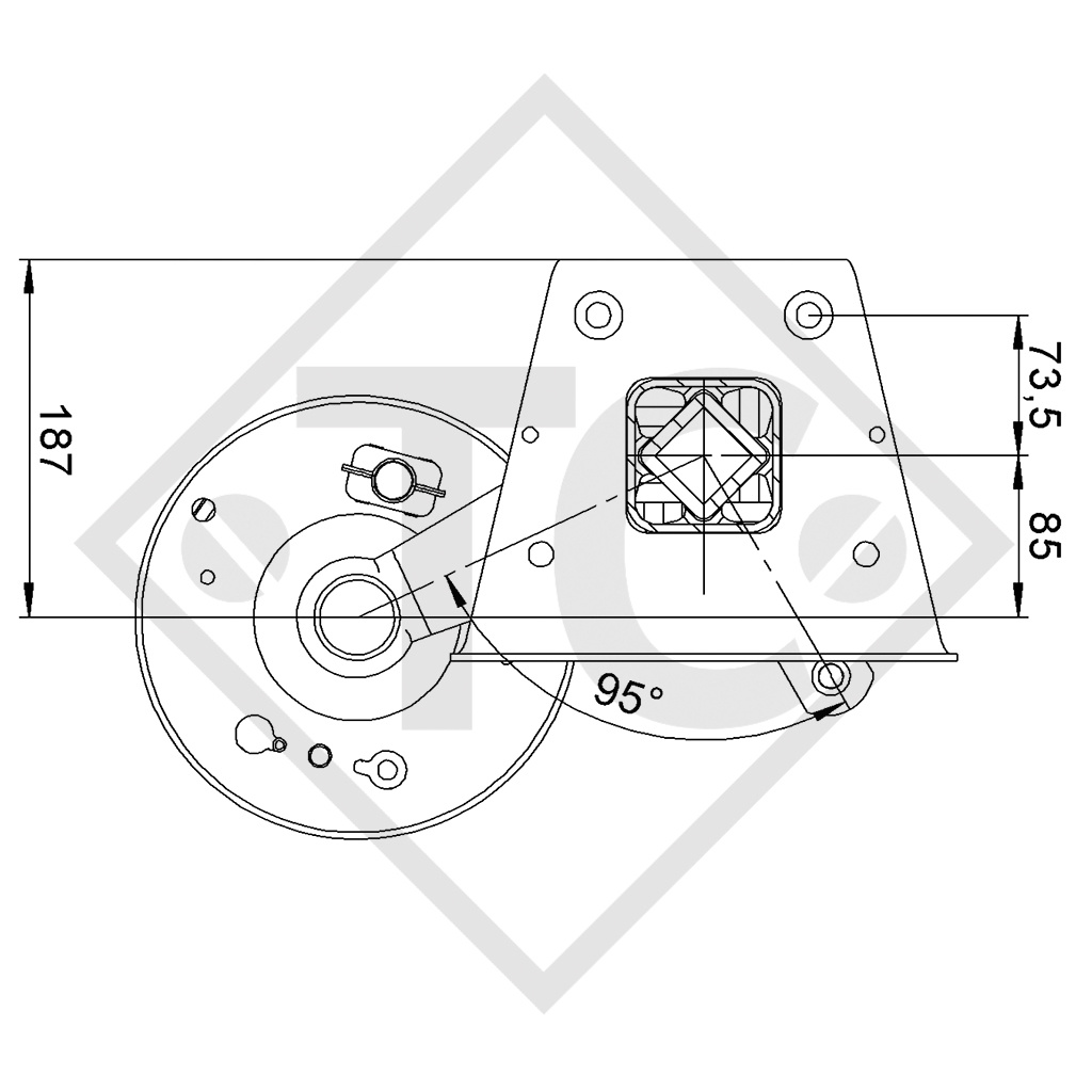 Essieu SWING 1350kg freiné type d'essieu CB 1355, 46.24.379.330, 4013073