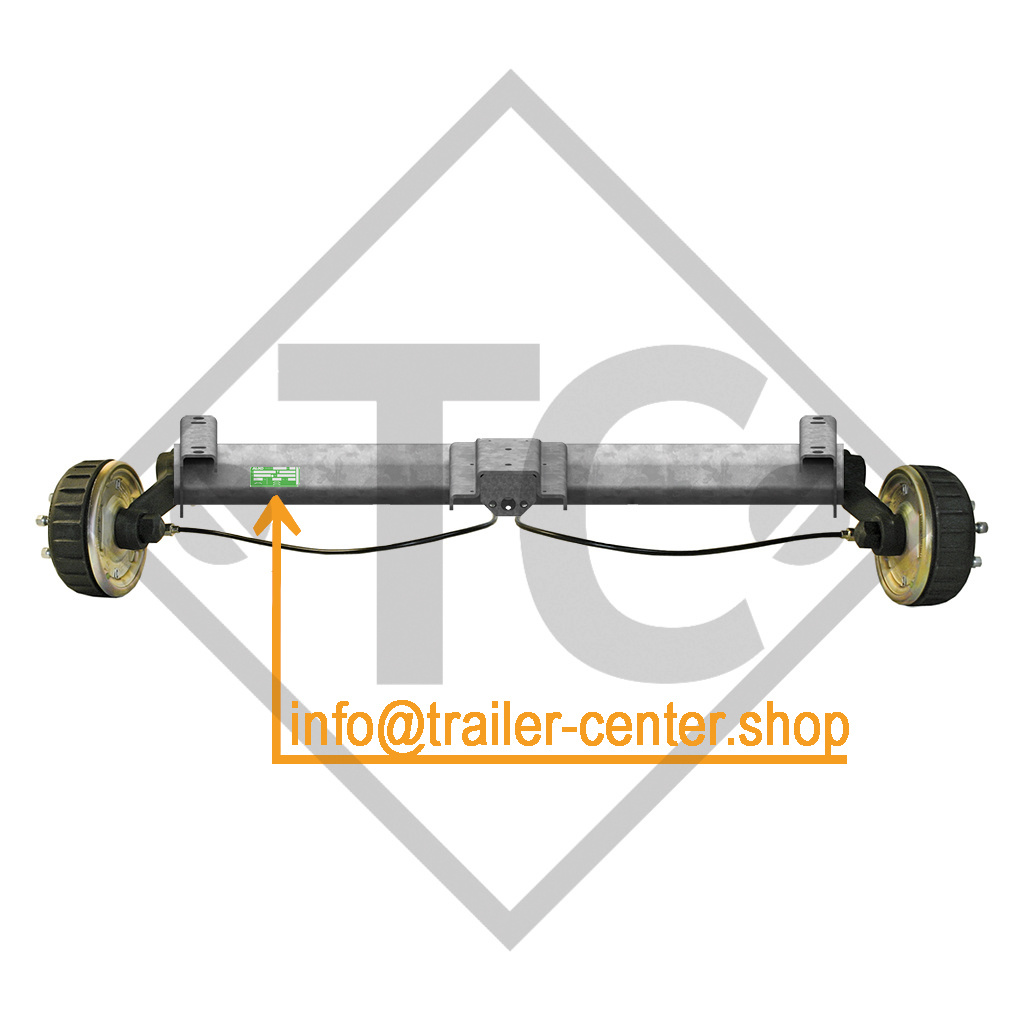 Braked tandem front axle 1600kg BASIC axle type B 1600-1 with top hat profile 90mm