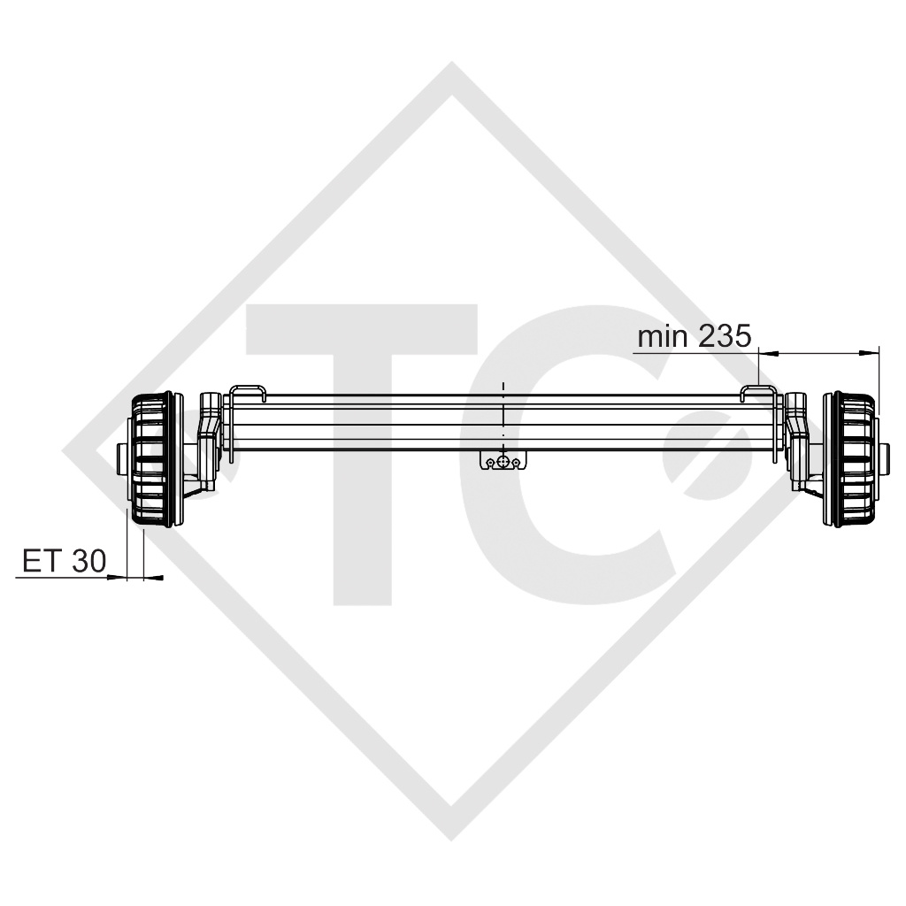 Braked axle 1800kg PLUS axle type B 1800-9