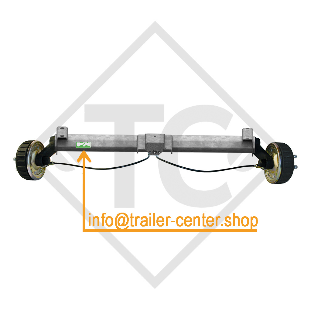 Braked axle 1800kg PLUS axle type B 1800-9 with top hat profile 130mm