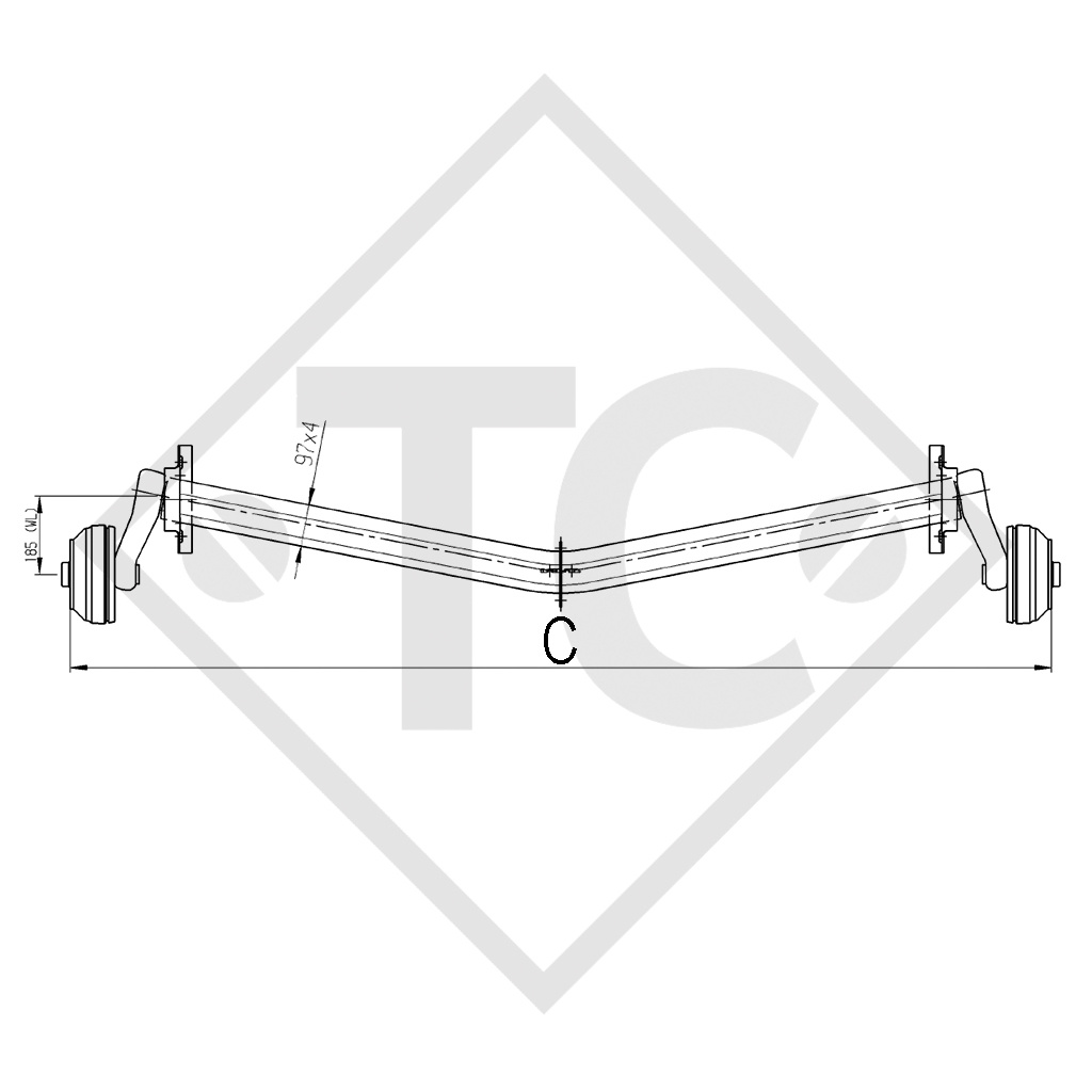 Eje con freno 1500kg EURO Plus tipo de eje DELTA SIN 14-1 - KNAUS W01-550