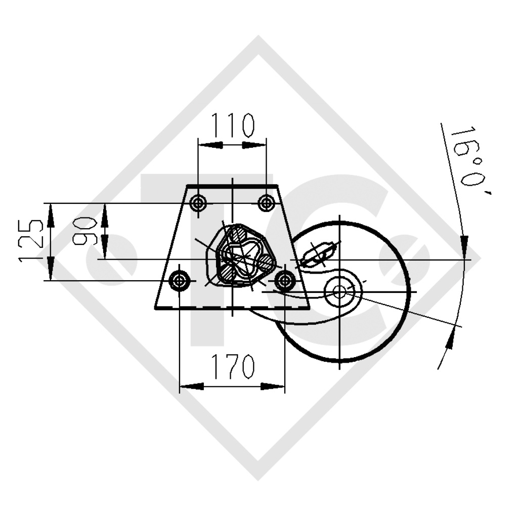 Braked axle 1500kg EURO Plus axle type DELTA SIN 14-1 - KNAUS W01-550