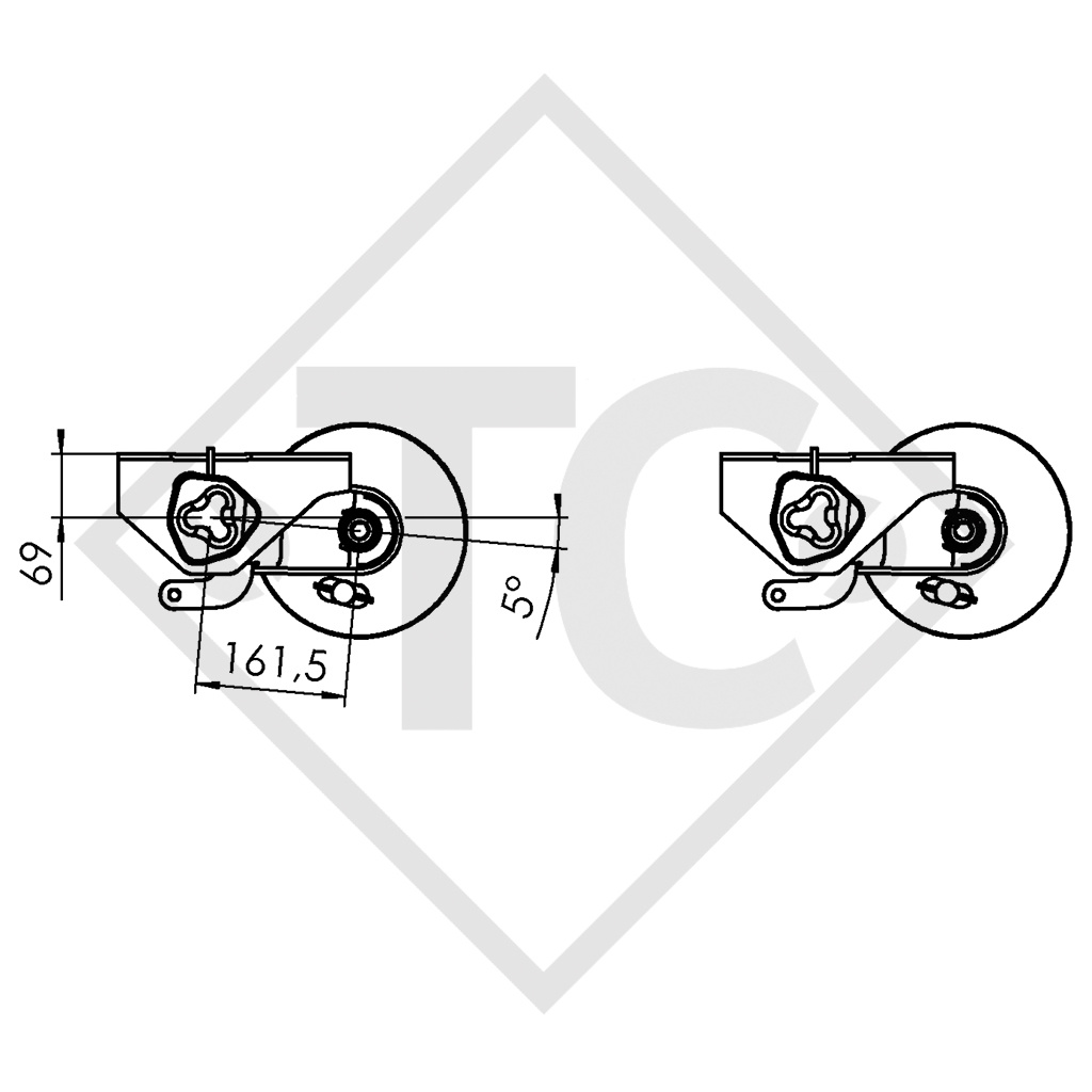Achse gebremst 1300kg PLUS Achstyp 2xB 1200-5 - Humbaur HN 254121