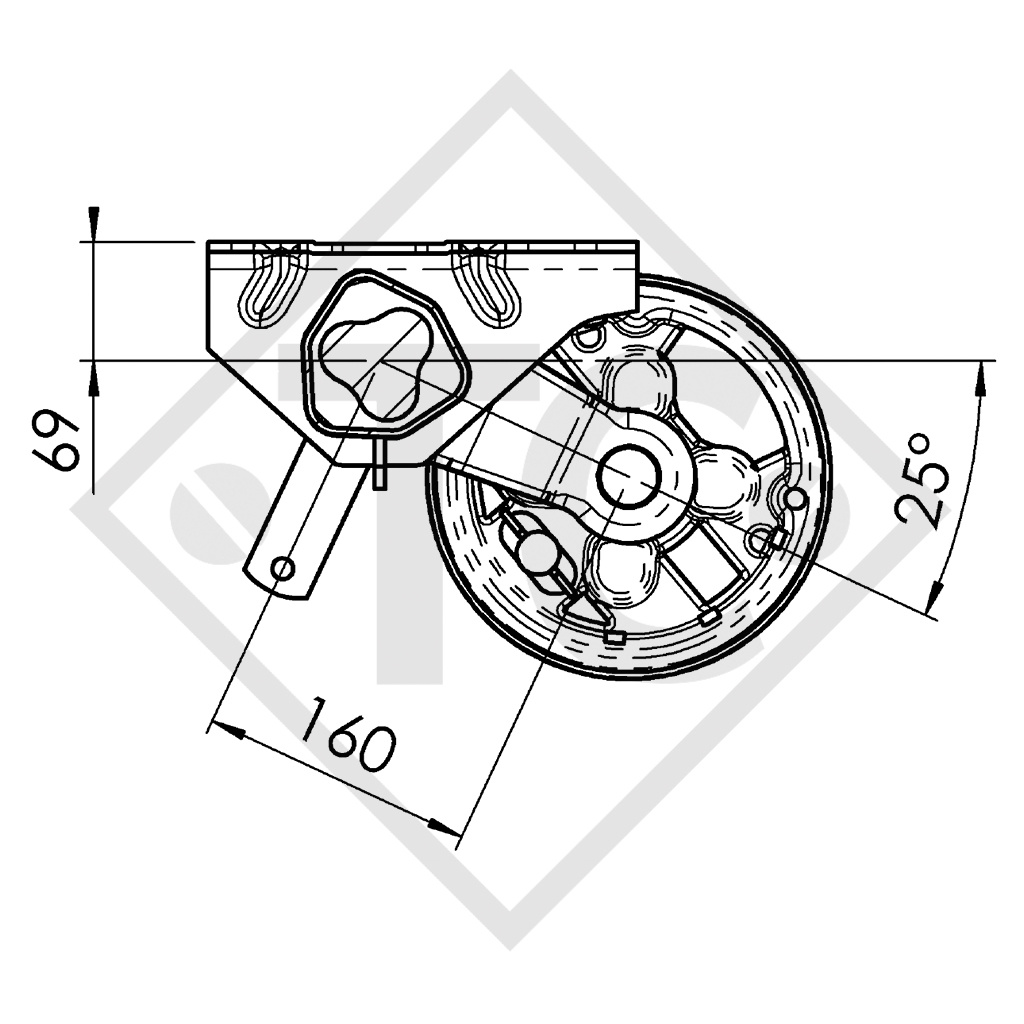 Braked axle 1500kg BASIC axle type B 1600-3