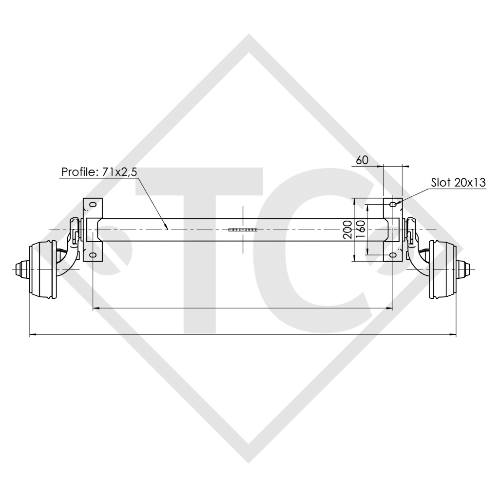 Essieu BASIC 750kg freiné type d'essieu B 700-5